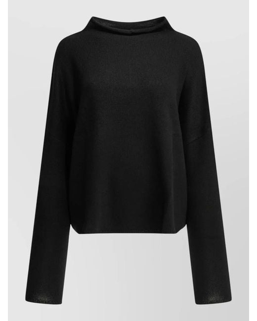 Lisa Yang Black High Neck Long Sleeve Relaxed Knit Top