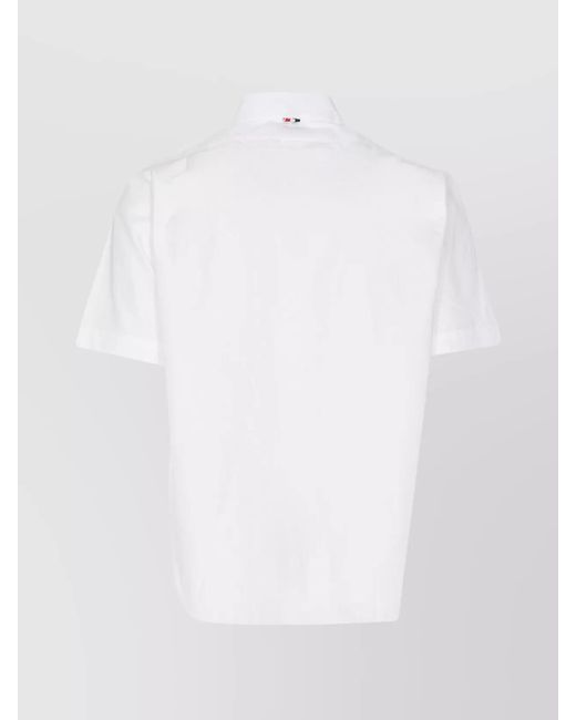 Thom Browne White Cotton Straight-Fit Short-Sleeve Shirt for men