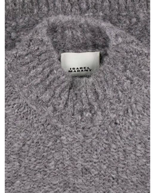 Isabel Marant Gray Alpaca Textured-Knit High-Neck Jumper