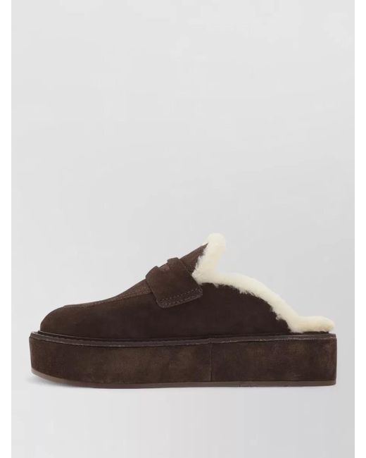 Miu Miu Brown Platform Sabot Sandals Tone Hardware