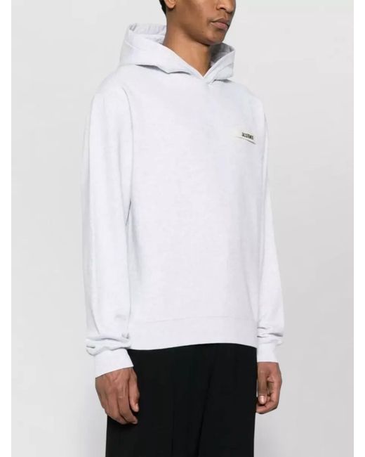 Jacquemus White Hooded Cotton Jersey Knit Top for men