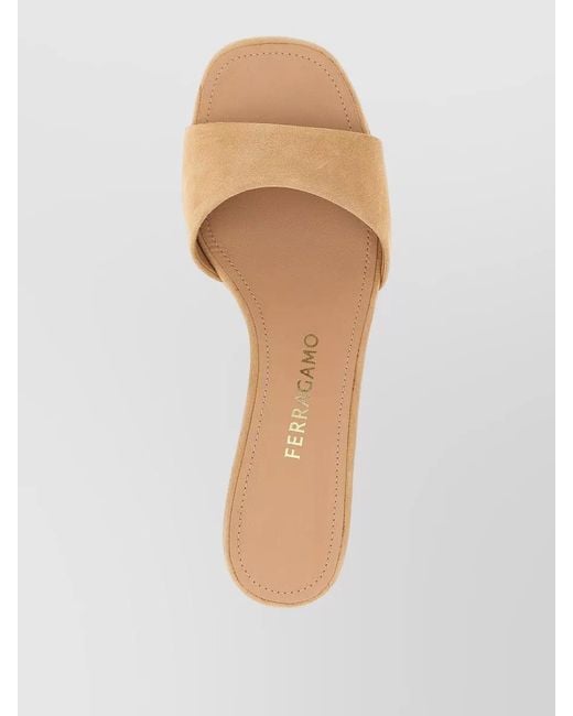 Ferragamo Natural Tatiana Open Toe Suede Finish Sandals