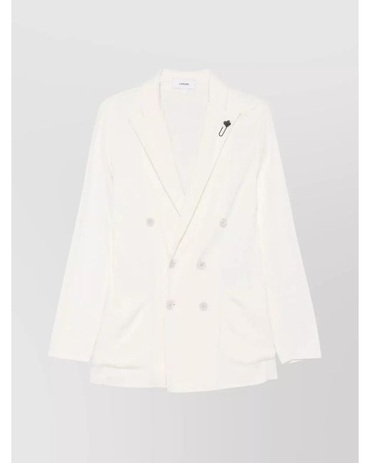 Lardini Natural Cotton Double-Breasted Knitted Blazer for men