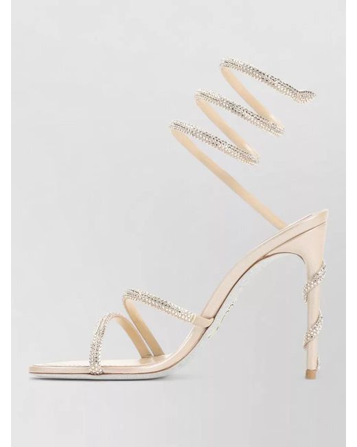 Rene Caovilla Natural Leather Crystal-Embellished Sandals