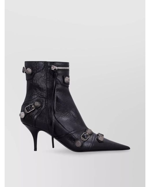 Balenciaga White Lamb Leather Patent Pointy Toe Ankle Boots