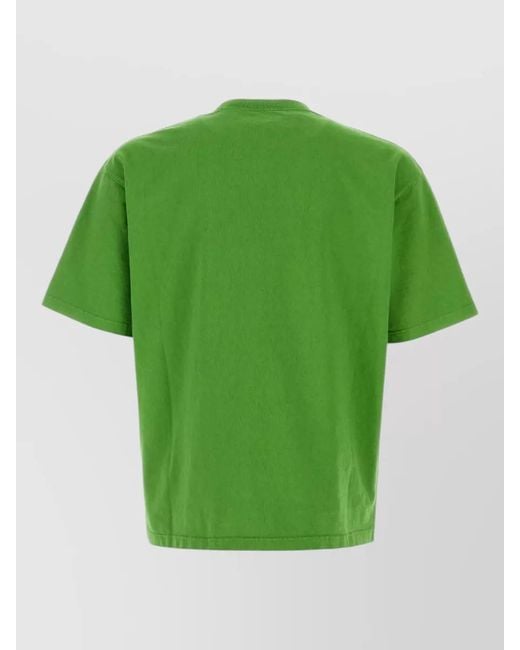 Prada Green Cotton Crew Neck Short Sleeve T Shirt for men