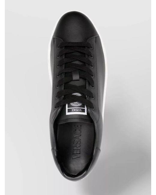 Versace Black Leather Low-Top Sneakers for men