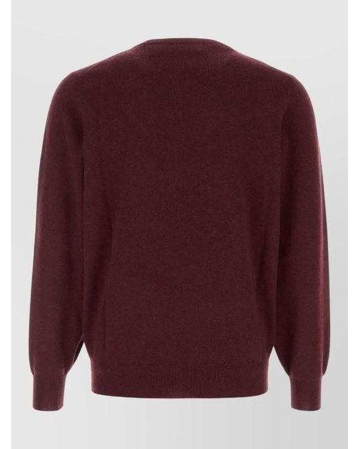 Brunello Cucinelli Red Cashmere Sweater Long Sleeves Crew Neck for men