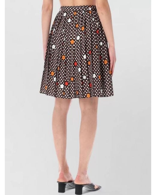 MM6 by Maison Margiela Black High Waist Floral Pleated A Line Skirt