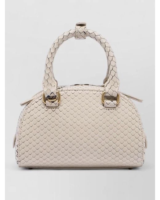 DIESEL Natural Python Leather Mini Dome Crossbody Bag