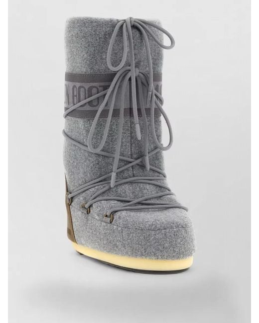 Moon Boot Gray Nubuck Felt Snow Boots