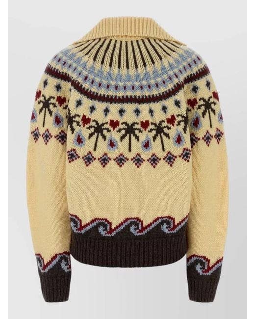 Alanui Metallic Wool Cardigan Embroidery Cropped Pattern Collar