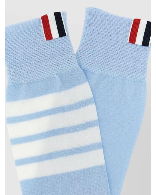 Thom Browne Blue Signature 4 Bar Striped Mid Calf Socks