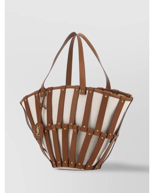 Saint Laurent Brown Na Medium Canvas Shoulder Bag