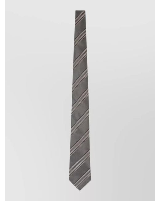 Brunello Cucinelli White Silk Striped Tie for men