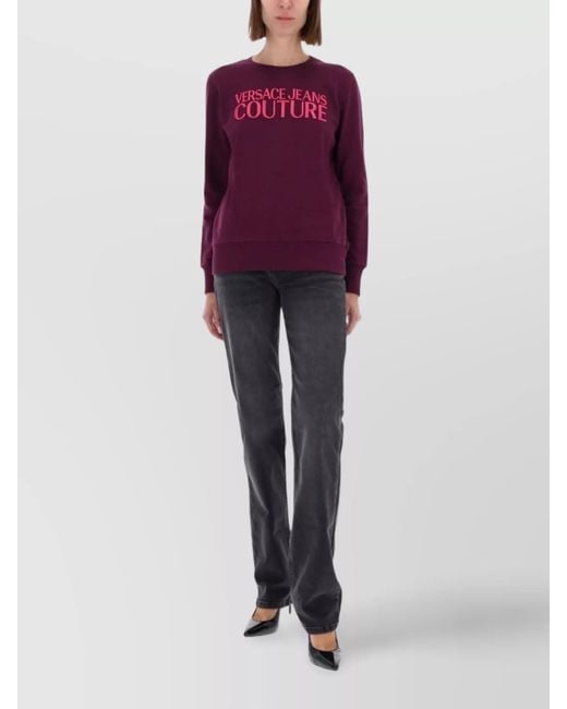 Versace Jeans Couture Purple Cotton Logo-Print Sweatshirt