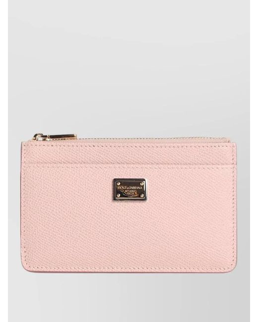 Dolce & Gabbana Pink Leather Card Holder