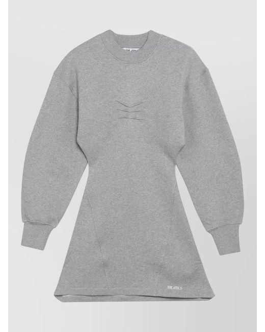 The Attico Gray Crew Neck Dress Long Sleeve Design
