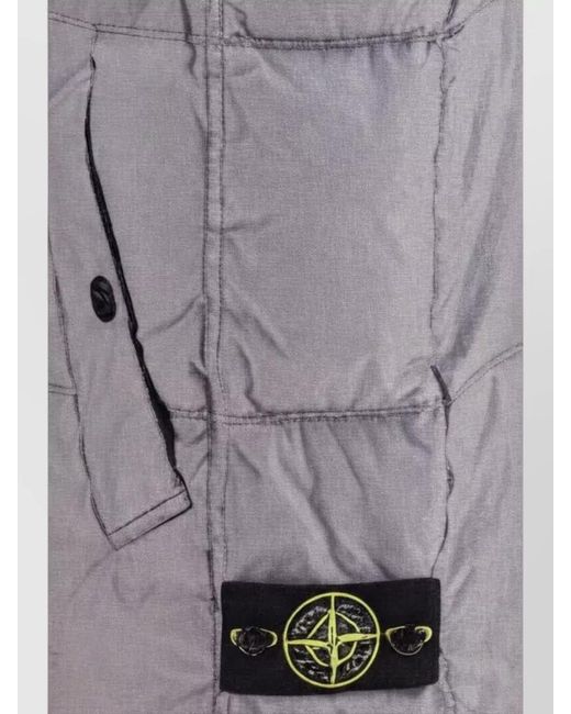 Stone Island Gray Padded Vest High Collar Side Pockets for men