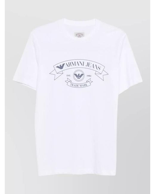 Emporio Armani White Printed Cotton Crew-Neck T-Shirt for men