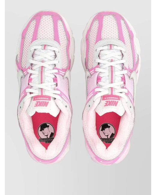 Nike Pink Textile And Leather Low-Top Sneakers