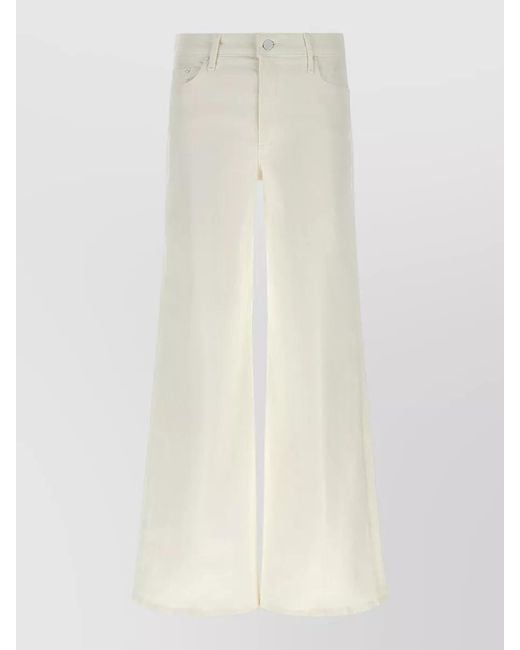 Mother White Denim High-Rise Wide-Leg Jeans