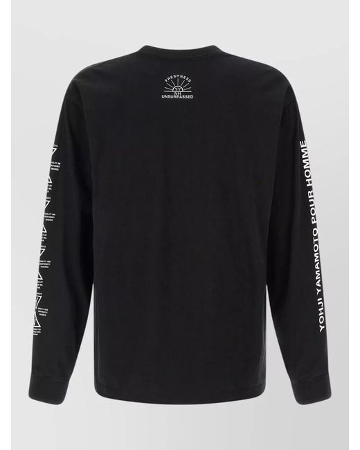Yohji Yamamoto Black Nh Ls T-Shirt Crew Neck Graphic Longsleeve for men
