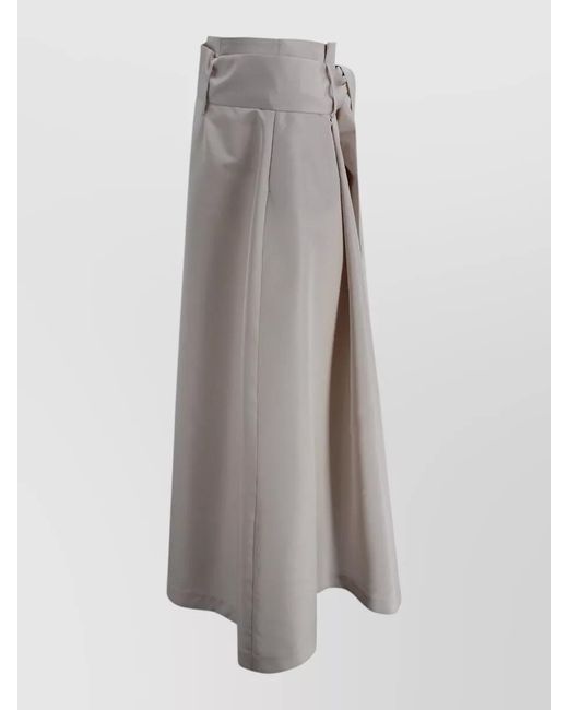 D.exterior Gray Long Taffeta Skirt High Waist Sash