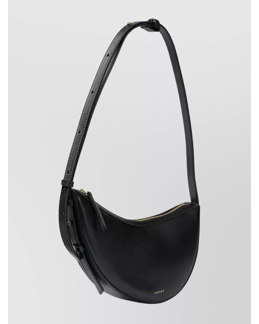 Soeur Black Leather Shoulder Bag