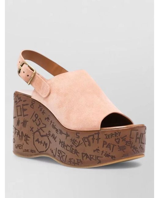 Chloé Brown Maxime Suede Slingback Platform Mules