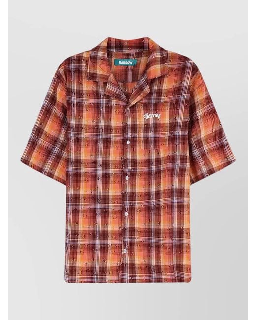 Barrow Red Bowling Collar Cotton Shirt Graphic Back for men