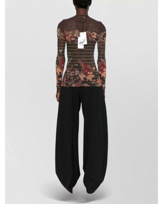 Jean Paul Gaultier Multicolor Slim Knit Top Long Sleeves Crew Neck