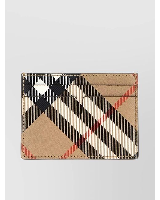 Burberry Brown Signature Pattern Compact Rectangular Card Holder for men