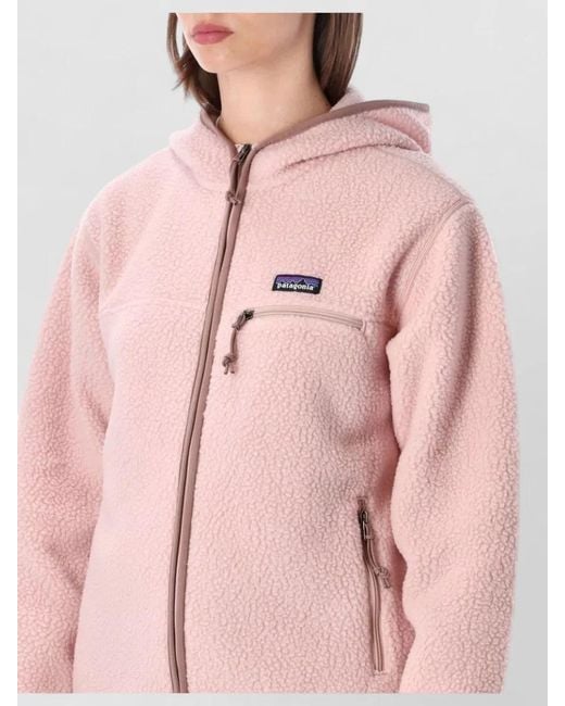 Patagonia Pink Retro Pile Fleece Hooded Zip Jacket
