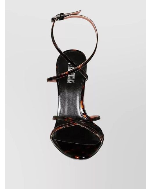 Paris Texas Black Nina Wedge Sandal Patent Cross Straps