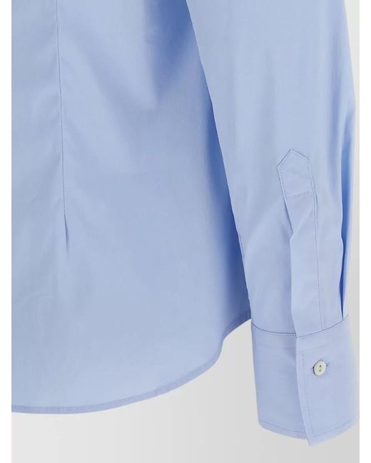 Xacus Blue Sara Collared Shirt Long Sleeves Pleated Back