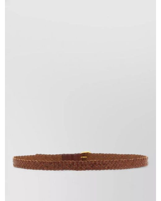 Saint Laurent White Cassandre Belt Braided Adjustable Length for men