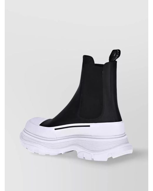 McQueen White Leather Ankle Boots