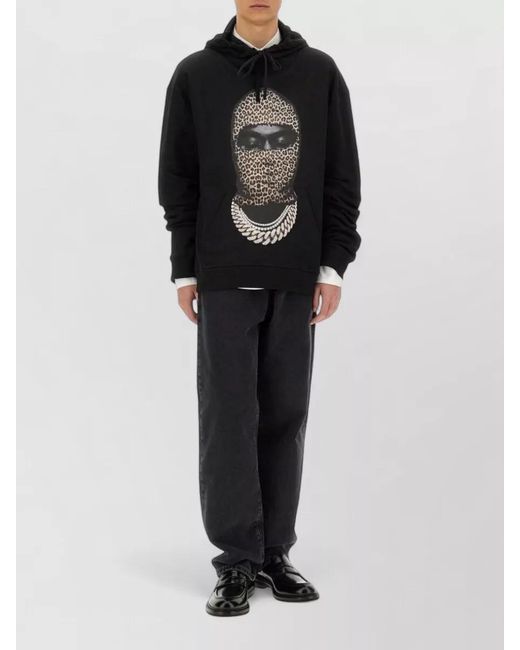 Ih Nom Uh Nit Black Leopard Mask Graphic Hooded Sweatshirt for men