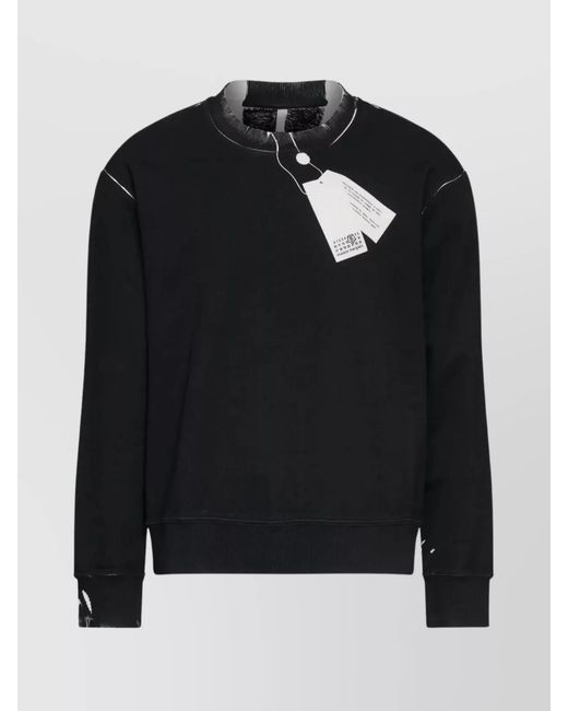 MM6 by Maison Margiela Black Cotton Crew Neck Sweatshirt for men