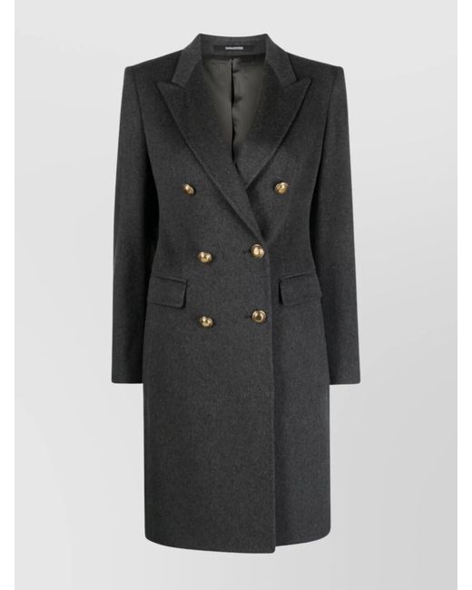 Tagliatore Black Wool Cashmere Double Breasted Coat