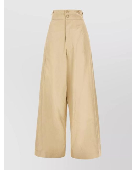 Quira Natural Cotton High-Rise Wide-Leg Trousers