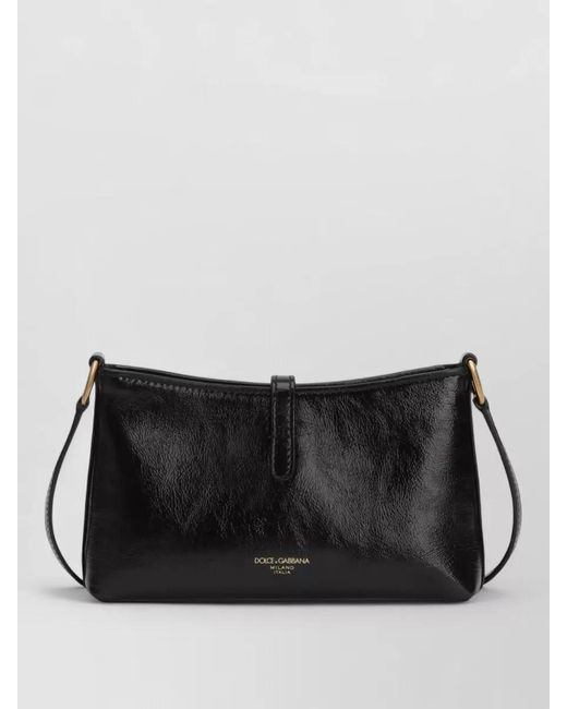 Dolce & Gabbana Black Lock Leather Shoulder Bag