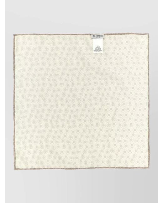 Brunello Cucinelli Natural Silk Pocket Square Polka Dot Motif for men
