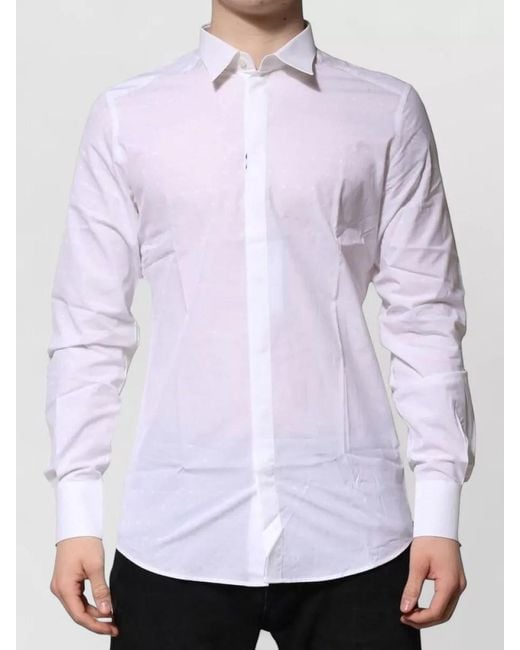 Dolce & Gabbana Purple Cotton Long-Sleeve Shirt for men