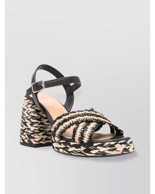 Castaner Metallic Interwoven Block Heel Sandals