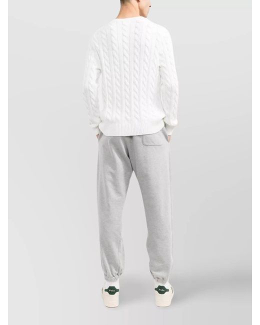 Polo Ralph Lauren White Cable-Knit Cotton Crew-Neck Sweater for men