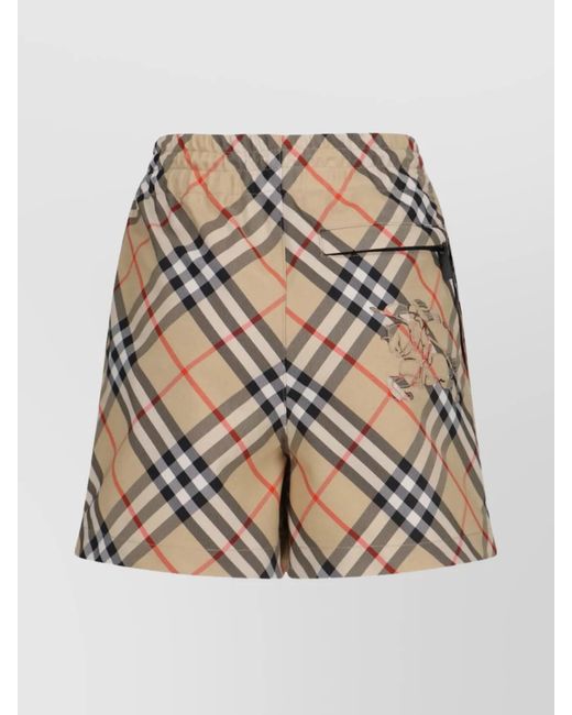 Burberry Multicolor Checkered Straight Shorts Elastic Waistband