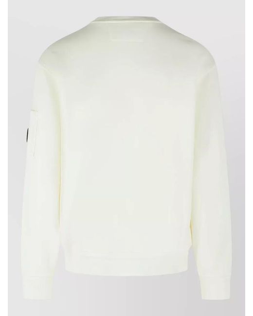 C P Company White Cotton Sweatshirt Arm Pocket Long Sleeves for men