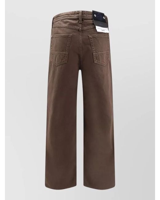 Stone Island Brown Loose Cut Denim Trousers Five Pocket Design for men